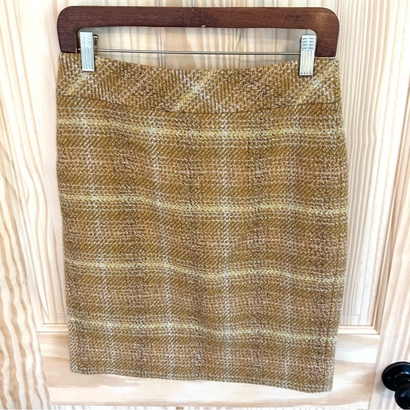 J. Crew Sunnie Golden Wool Plaid Pencil Skirt. Size 2. - Picture 2 of 13